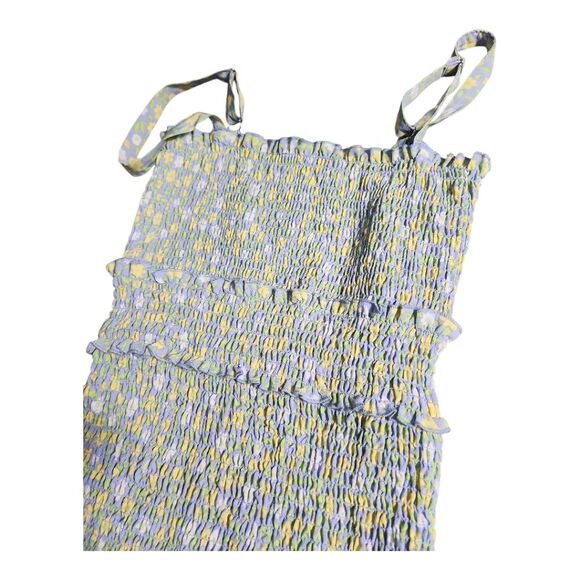 Love Tree Floral Mini Dress Sz Small Stretchy Ruffle Hem Summer Dress Adj.Straps - Picture 7 of 8